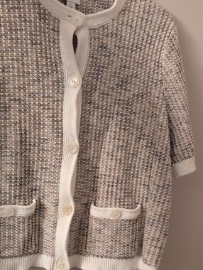 Jcrew Cream & Taupe Knit Button-Front Women's Sweater Cardigan